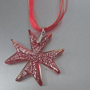 Red Starburst Pendant Necklace